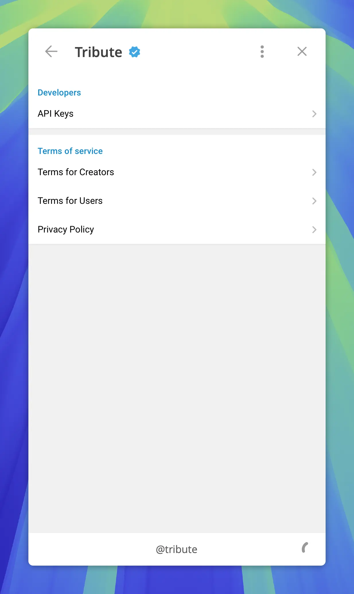 Tribute screenshot 2